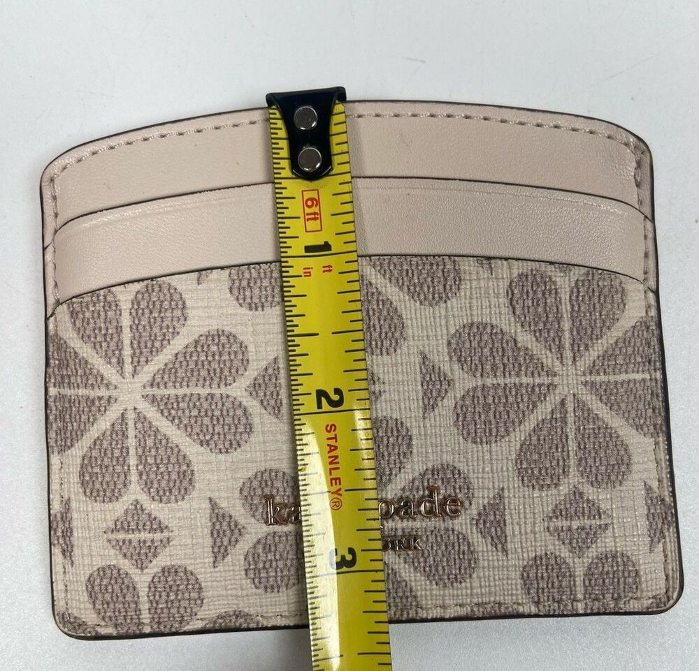 Kate Spade Signature Spade Flower Small Slim Card Holder Dark Beige - Picture 6 of 6